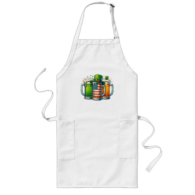 Irish Beer Ireland St Patricks Day Drinking Party Long Apron (Front)