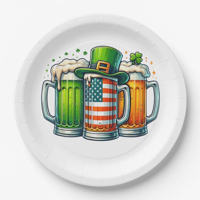 Irish Beer Ireland St Patricks Day Drinking Party Paper Plates (Front)