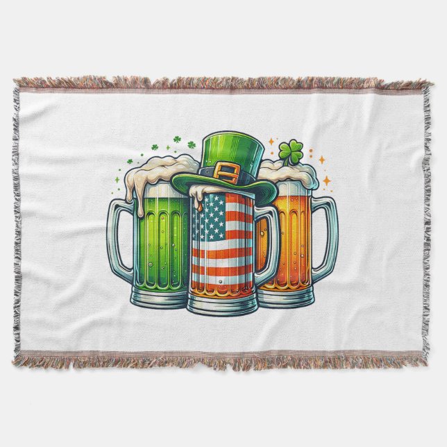 Irish Beer Ireland St Patricks Day Drinking Party Throw Blanket (Front)