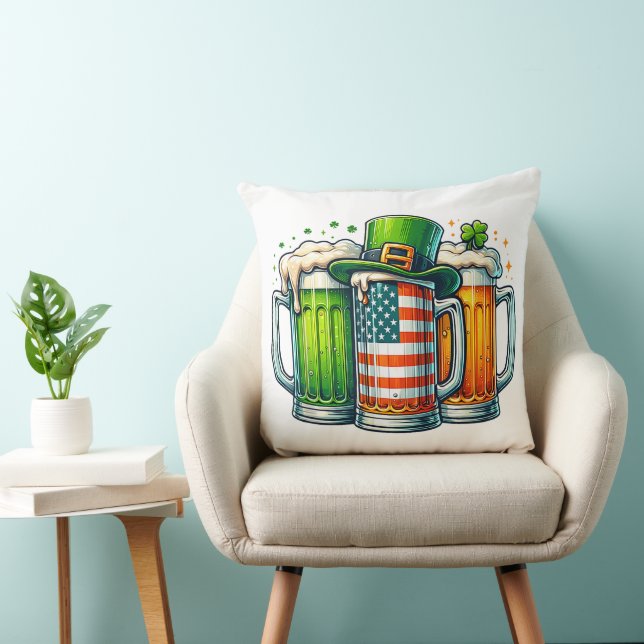 Irish Beer Ireland St Patricks Day Drinking Party Throw Pillow (Chair)