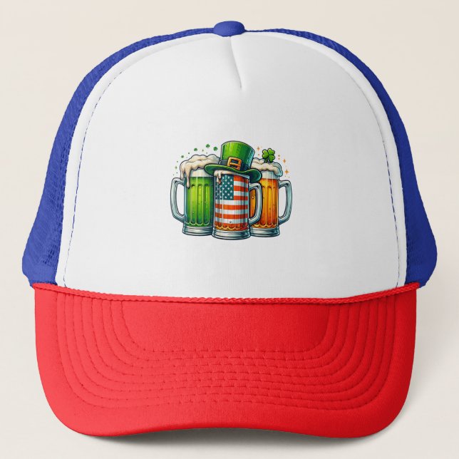 Irish Beer Ireland St Patricks Day Drinking Party Trucker Hat (Front)