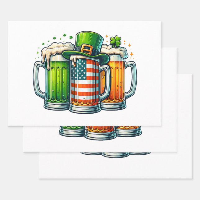 Irish Beer Ireland St Patricks Day Drinking Party Wrapping Paper Sheets (Set)