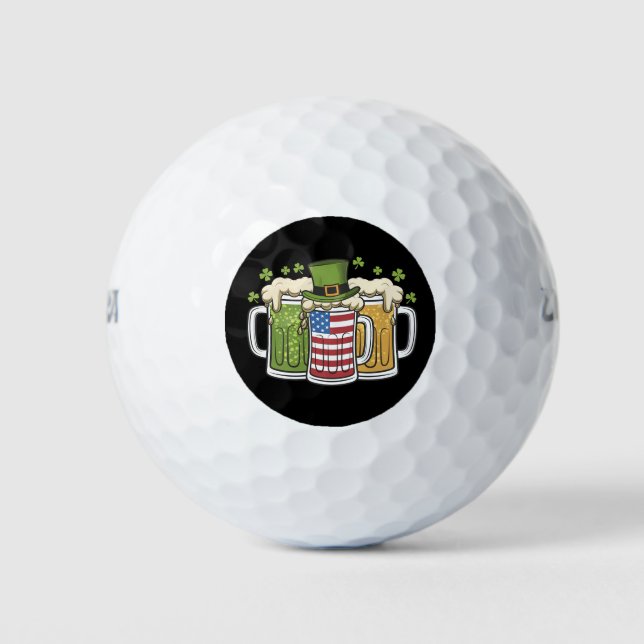 Irish Beer Ireland USA American Flag St Patrick's  Golf Balls (Front)