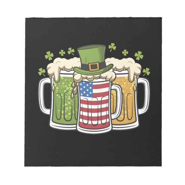 Irish Beer Ireland USA American Flag St Patrick's  Notepad (Front)