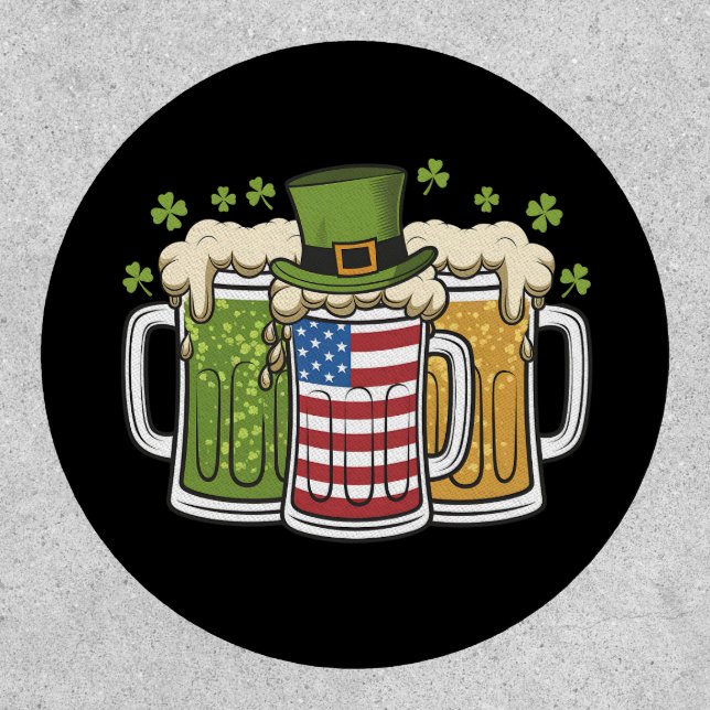 Irish Beer Ireland USA American Flag St Patrick's  Patch (Front)