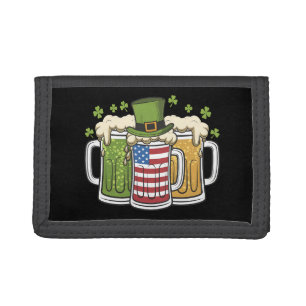 Irish Beer Ireland USA American Flag St Patrick's Tri-fold Wallet