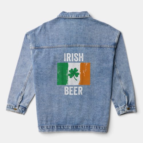 Irish Beer Irish Flag St Patricks Day   Denim Jacket