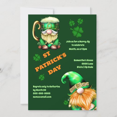 Irish beer leprechaun gnome cute St Patricks Day Invitation