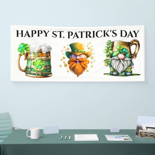 Irish beer leprechaun gnome Happy St Patricks Day Banner
