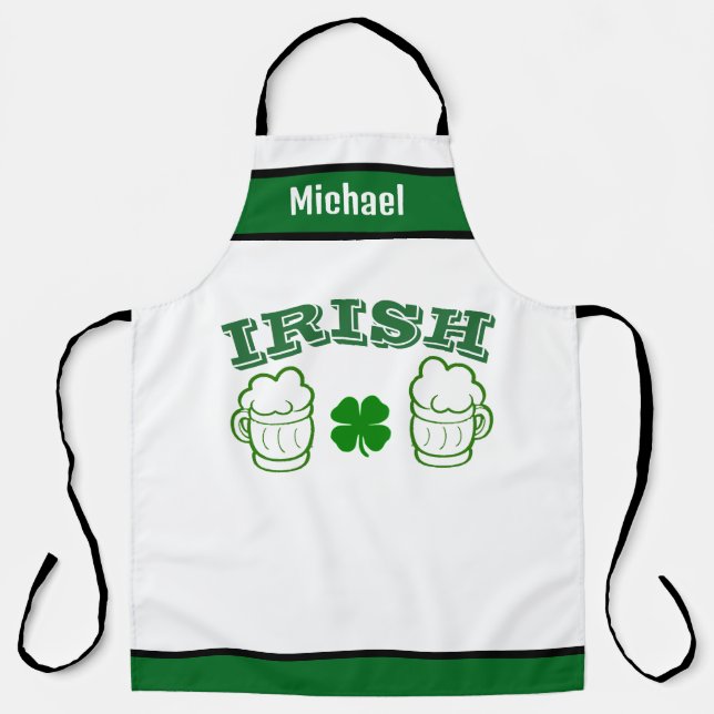 Irish Beer Lover Apron - Personalized Pub Gift (Front)