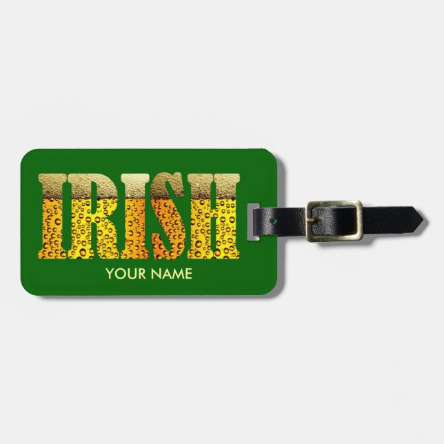 IRISH Beer Luggage Tag (Front Horizontal)