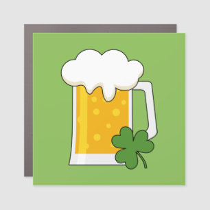 Irish Beer Mug with Shamrock Clover Car Magnet