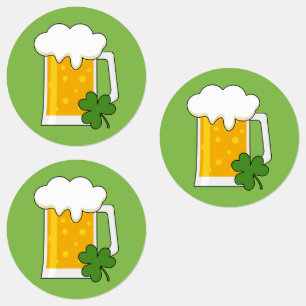 Irish Beer Mug with Shamrock Clover Labels