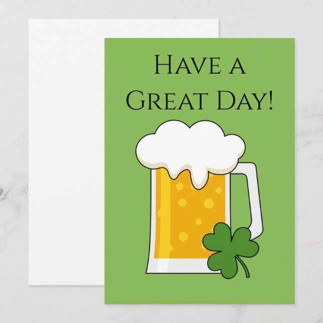 Irish Beer Mug with Shamrock Clover | Personalize Holiday Card (Front/Back)