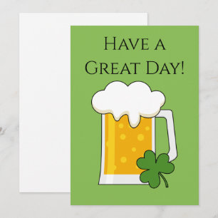 Irish Beer Mug with Shamrock Clover   Personalize Holiday Card