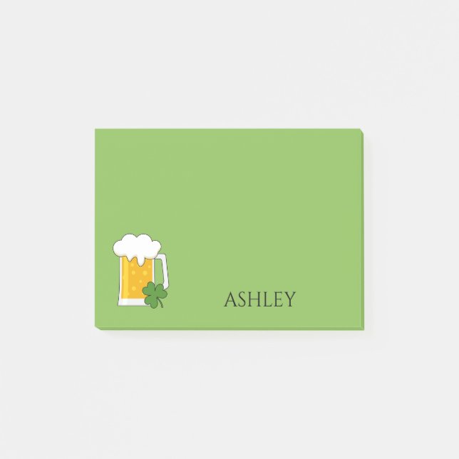 Irish Beer Mug with Shamrock Clover | Personalize Post-it Notes (Front)