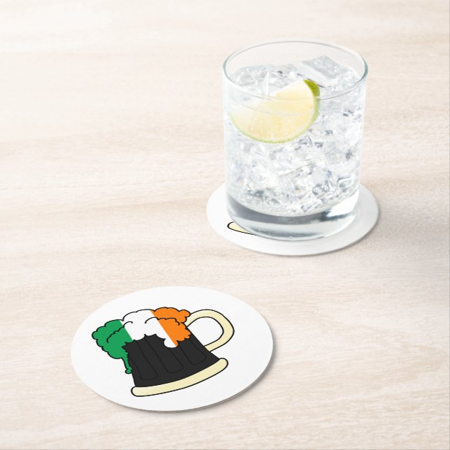 Irish Beer Round Paper Coaster (Insitu)
