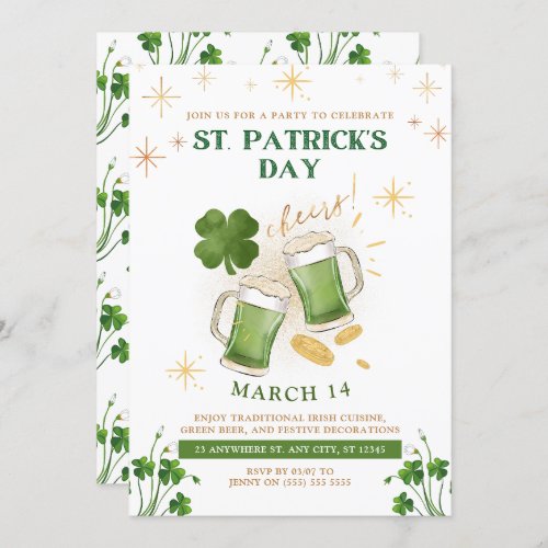 Irish Beers  Cheer St Patricks Day Party Invitation