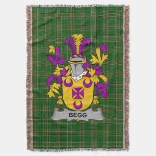 Irish Begg Coat of Arms Family Crest Ireland Throw Blanket