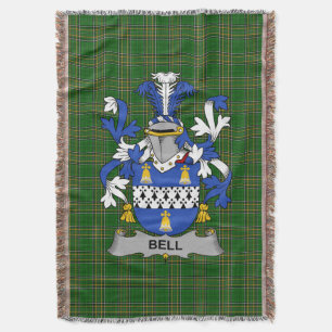 Irish Bell Coat of Arms Family Crest Ireland Throw Blanket