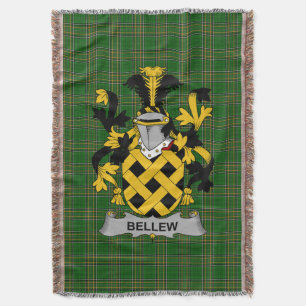Irish Bellew Coat of Arms Family Crest Ireland Throw Blanket