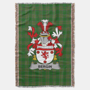 Irish Bergin or O_Bergin Coat of Arms Family Cres Throw Blanket