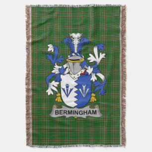 Irish Bermingham Coat of Arms Family Crest Irelan Throw Blanket