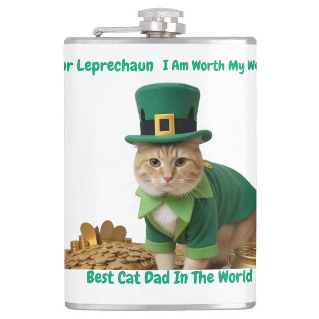 Irish Best Cat Dad in the World Flask (Front)