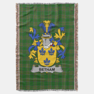 Irish Betham Coat of Arms Family Crest Ireland Throw Blanket