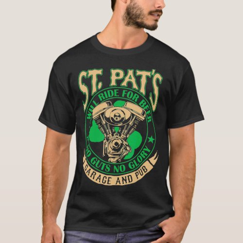 Irish Biker  Vtwin Shamrock St Pats Garage and T_Shirt