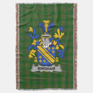 Irish Bingham Coat of Arms Family Crest Ireland Throw Blanket