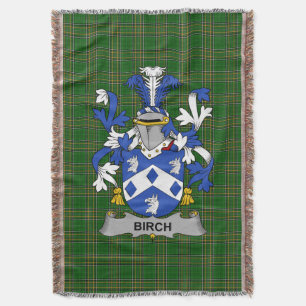 Irish Birch Coat of Arms Family Crest Ireland Throw Blanket