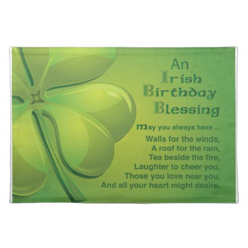 Irish Birthday Blessing Celtic Cloth Placemat