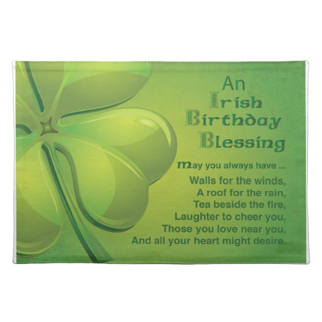 Irish Birthday Blessing, Celtic Cloth Placemat (Front)