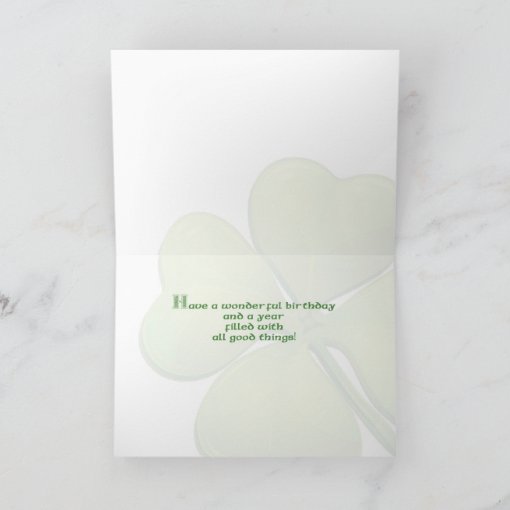 Irish Birthday Blessings, Green Celtic Shamrock Card Zazzle