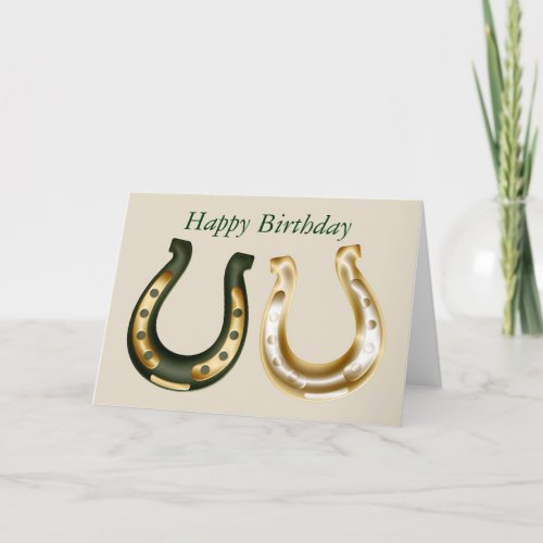 Irish birthday card with a horse shoes