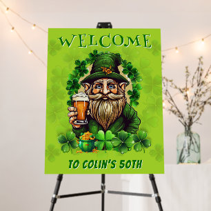 Irish Birthday Welcome Leprechaun With Beer Foam Board