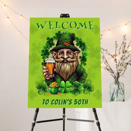 Irish Birthday Welcome Leprechaun With Beer Foam Board