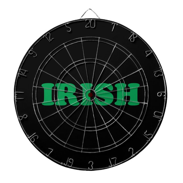 Irish black and green modern typography dart board (Front)