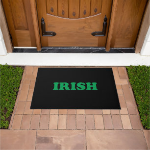 Irish black green modern typography patriotic doormat