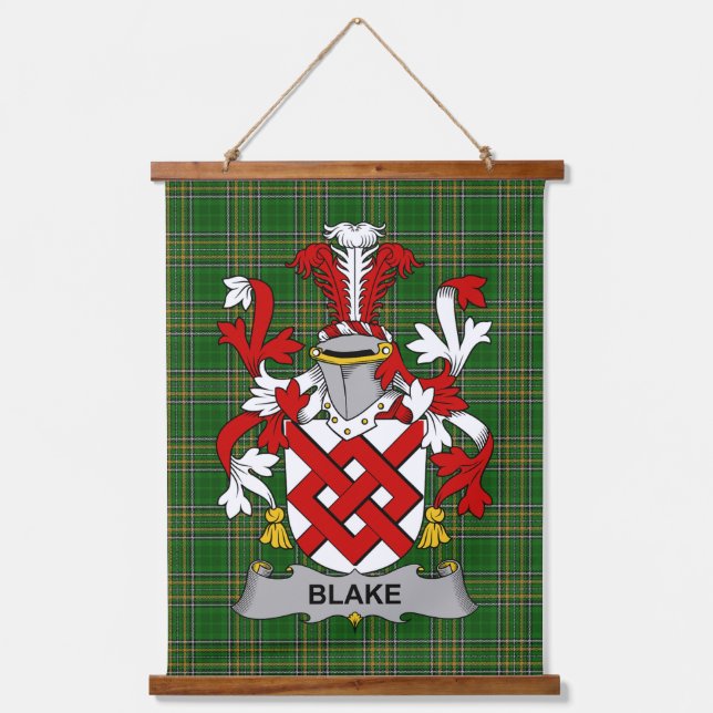 Irish Blake Coat of Arms Family Crest Hanging Tapestry (Front)