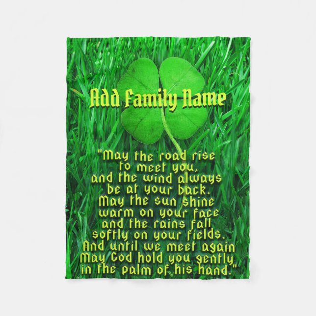 Irish Blessing Add Family Name Fleece Blanket (Front)