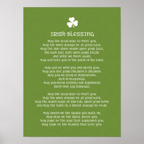 Irish Blessing and Shamrock Poster