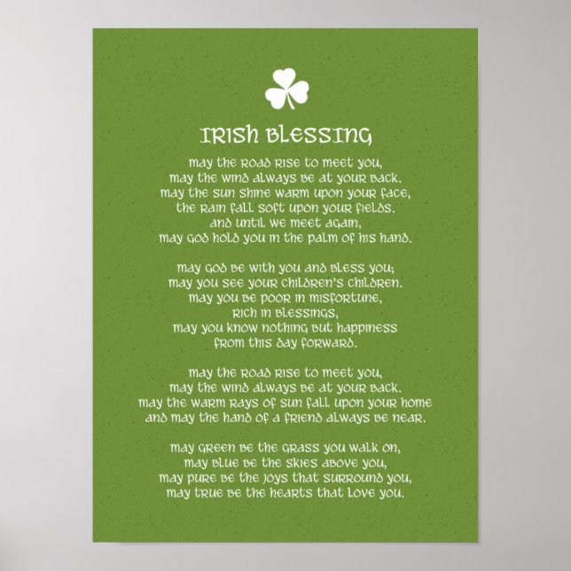 Irish Blessing and Shamrock Poster (Front)