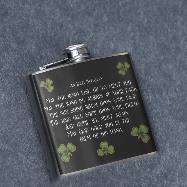 Irish Blessing and Shamrocks Black and Green Flask (Creator Uploaded)