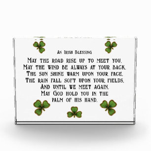 Irish Blessing and Shamrocks Black and Green Photo Block