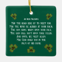 Irish Blessing and Shamrocks Green Typography