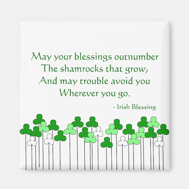 Irish Blessing and Shamrocks Magnet (Front)