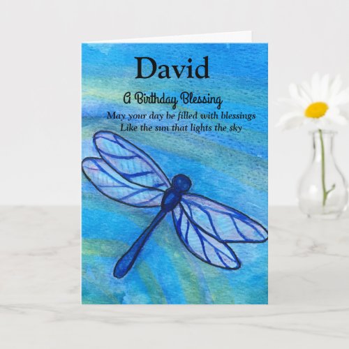 Irish Blessing Birthday Brave Blue Dragonfly Card