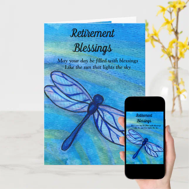 Irish Blessing Blue Dragonfy Courage Retirement Card | Zazzle